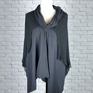 Psylo Organic Poncho Top Womens Size Medium Large Goth Grunge Alt Edgy Vamp Punk